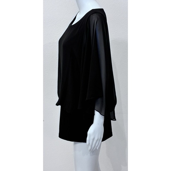 Coco Bianco Black Whimsigoth Fairy Sheer Flutter Sleeve Top Size M Office - Picture 3 of 8